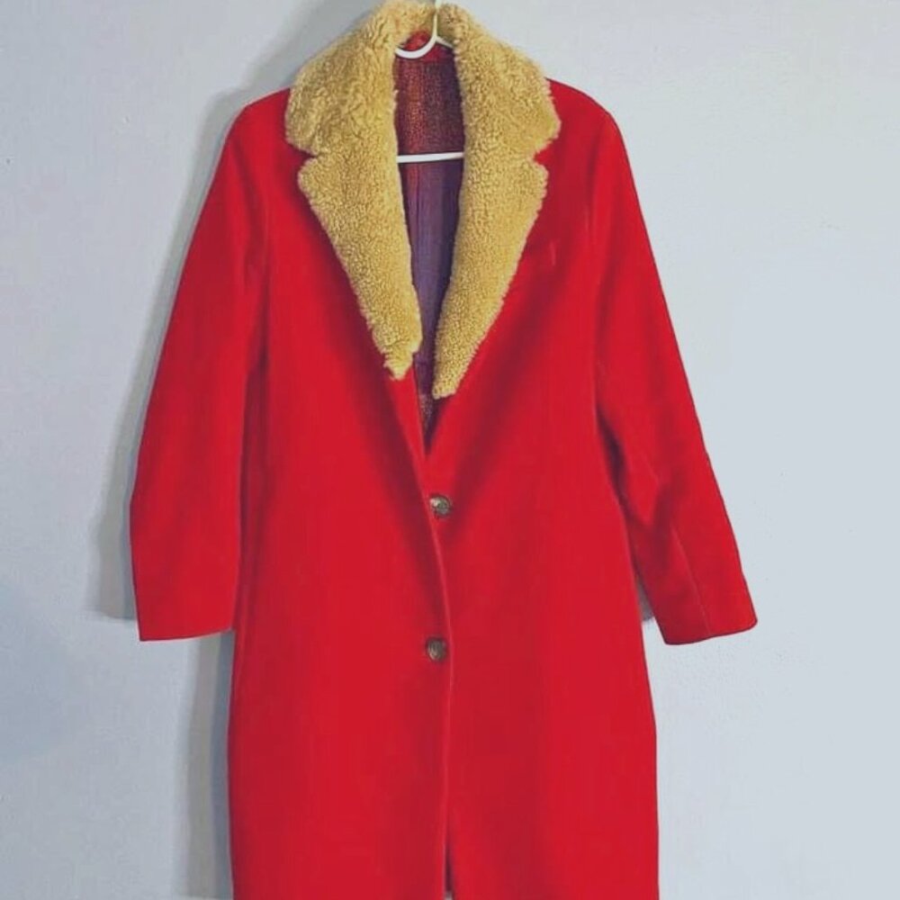 ACNE STUDIOS Wool Coat w/ detachable shearling collar, size 4-6.Original $995